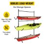 VEVOR Kayak Storage Freestanding Kayak Storage Rack, 300 LBS Load-Bearing Capacity Kayak Hanger for Indoor/Outdoor Use, 100 LBS Per Layer Paddle Board Rack, 3 Layers Kayak Storage Rack for 6 Canoes