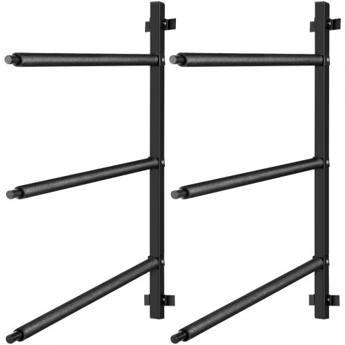 VEVOR - Estante de pared para almacenamiento de kayak, ganchos para kayak de alta resistencia, colgador de kayak con capacidad de carga de 300 libras para uso en interiores, estante de tabla de remo de 100 libras por capa, estante de almacenamiento de kayak de 3 capas para 3 canoas