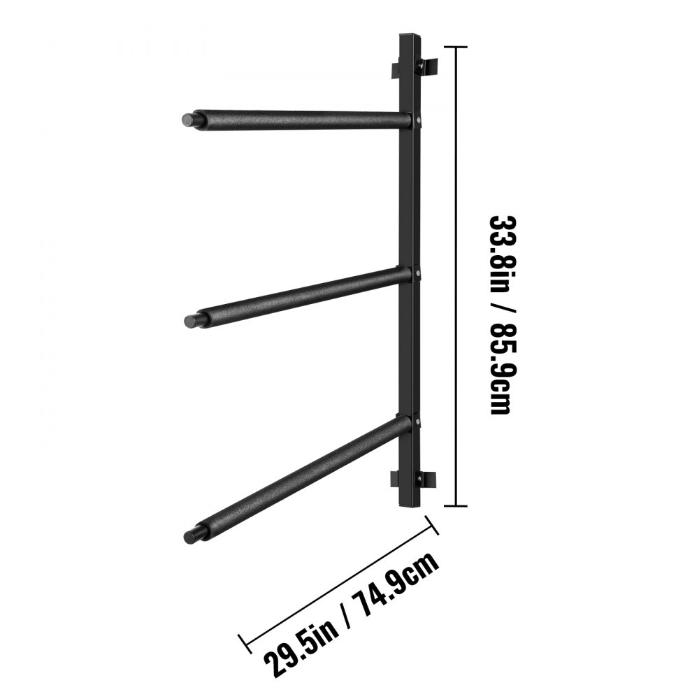 VEVOR Kayak Storage Kayak Wall Rack, Heavy-Duty Kayak Hooks, 300 LBS Load-Bearing Capacity Kayak Hanger for Indoor Use, 100 LBS Per Layer Paddle Board Rack, 3 Layers Kayak Storage Rack for 3 Canoes