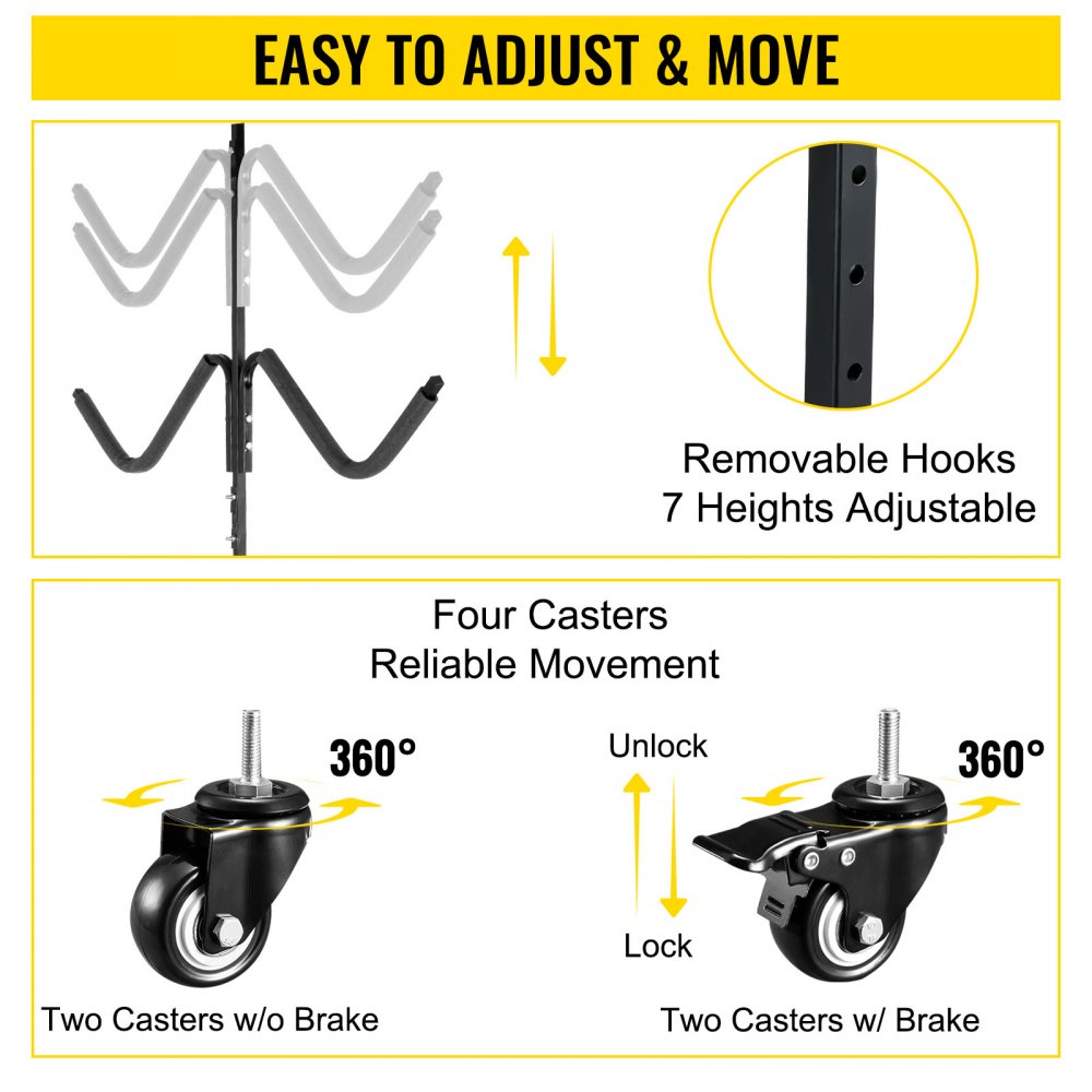VEVOR Kayak Storage Outdoor Kayak Storage Freestanding 6 Paddle Board Capacity