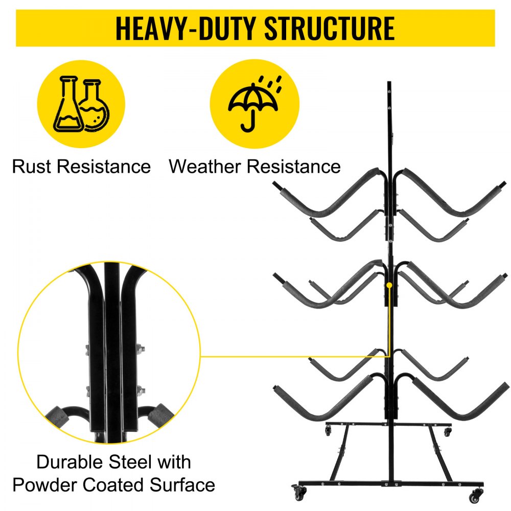 VEVOR Kayak Storage Outdoor Kayak Storage Freestanding 6 Paddle Board Capacity