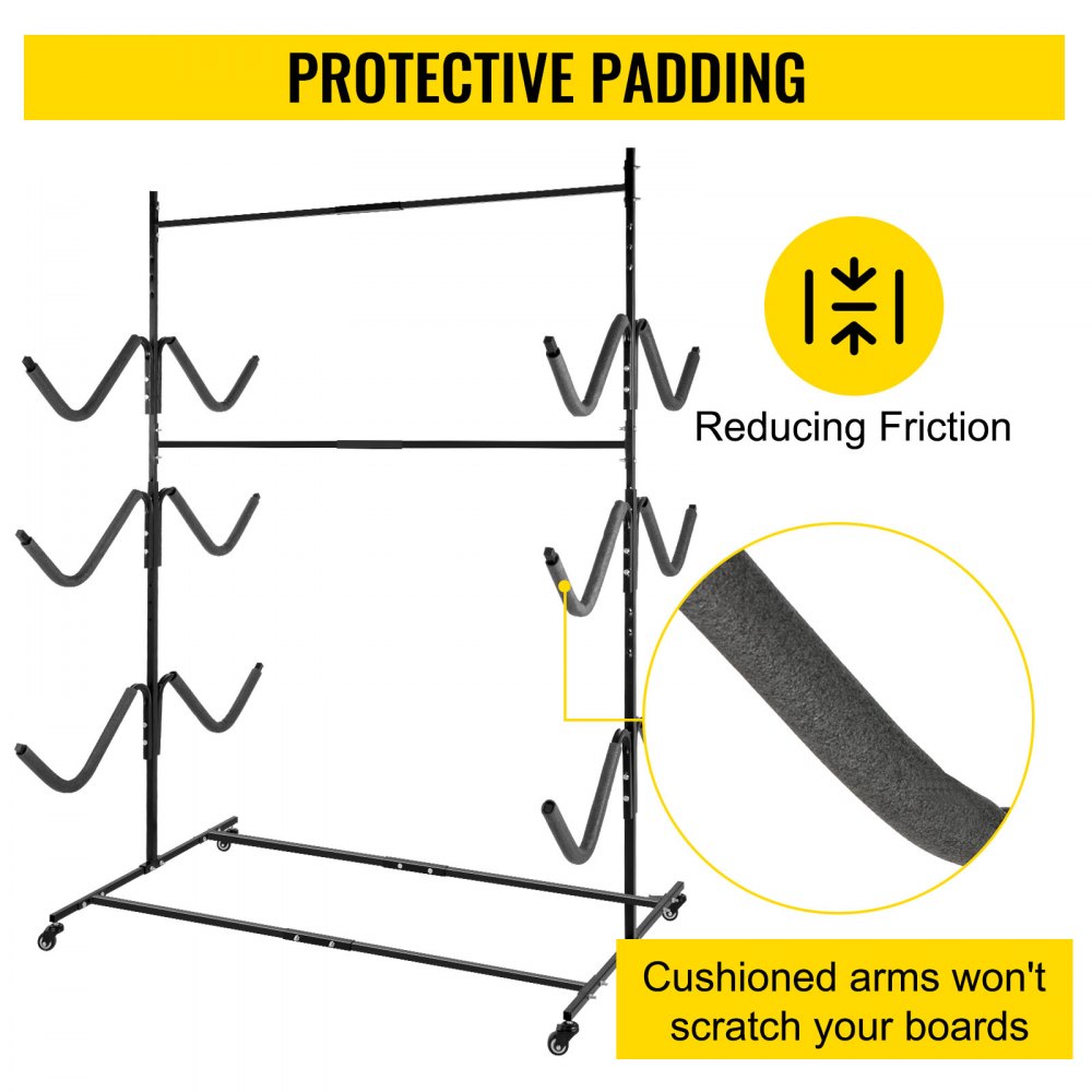 VEVOR Kayak Storage Outdoor Kayak Storage Freestanding 6 Paddle Board Capacity