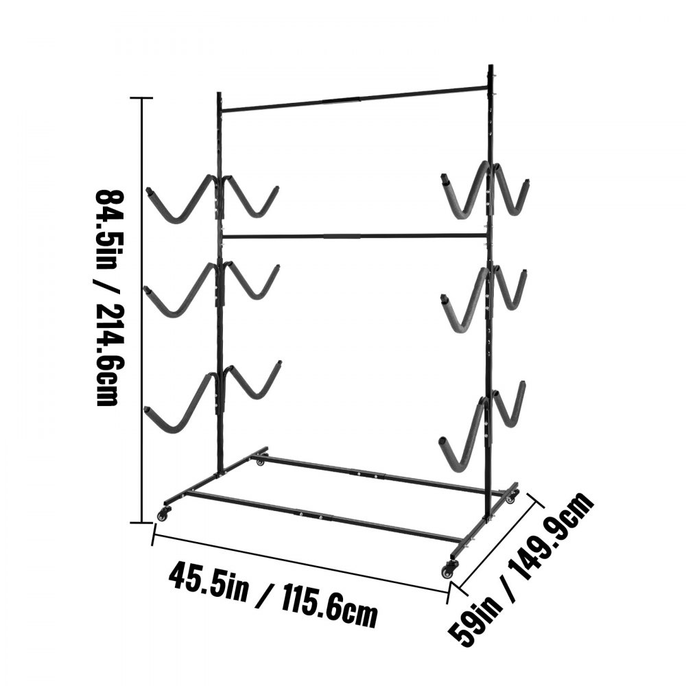 VEVOR Kayak Storage Outdoor Kayak Storage Freestanding 6 Paddle Board Capacity