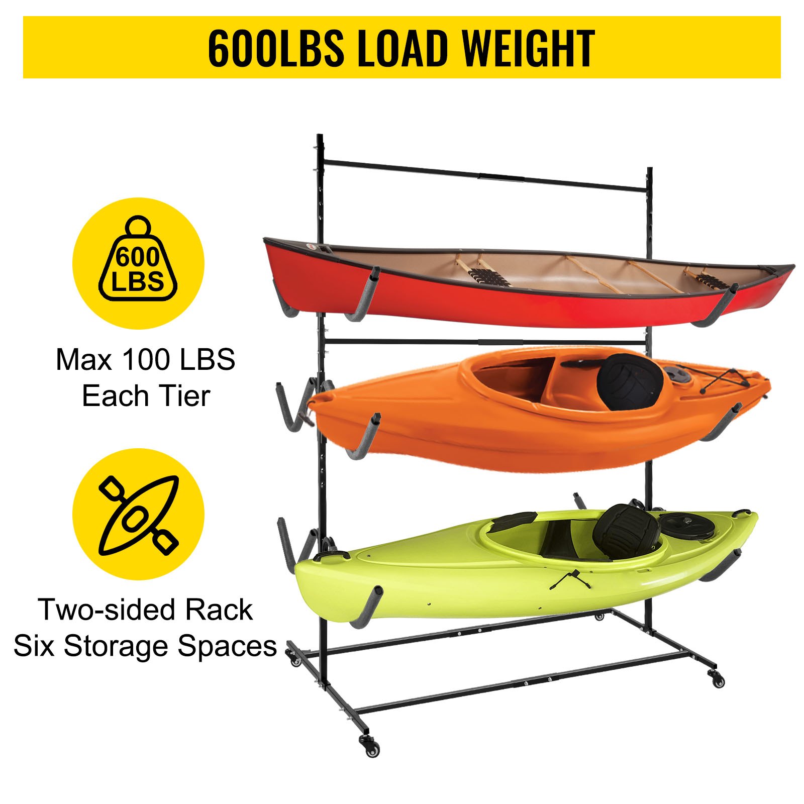 VEVOR Kayak Storage Outdoor Kayak Storage Freestanding 6 Paddle Board Capacity