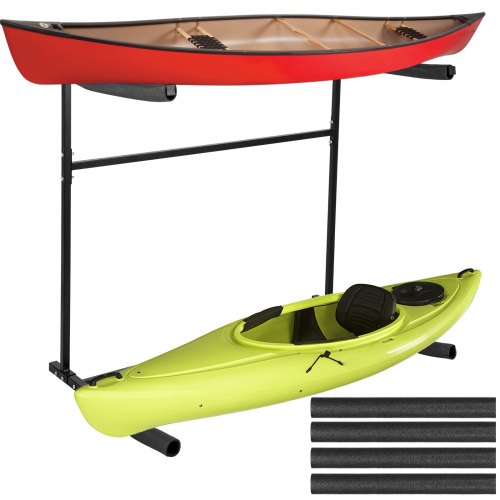 VEVOR Kayak Storage 2 Layers Freestanding Kayak Storage Rack, 220 LBS Load-Bearing Capacity Kayak Hanger for Indoor/Outdoor Use, 100 LBS Upper Layer and 120 LBS Bottom Layer Load-Bearing Capacity