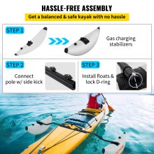 VEVOR Kayak Outrigger Stabilizer, 2 ΤΕΜ, PVC Φουσκωτό Πλωτήρα Outrigger με ράβδο Sidekick Arms, Standing Float Stabilizer System Kit για καγιάκ, κανό, ψαροκάικα