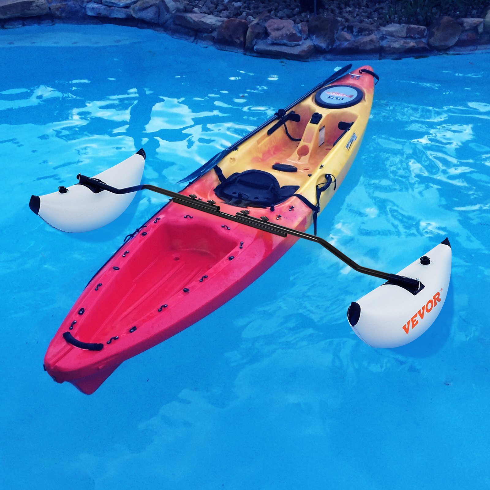 VEVOR Kayak Outrigger Stabilizers, 2 PCS, PVC Inflatable Outrigger Float with Sidekick Arms Rod, Standing Float Stabilizer System Kit for Kayaks, Canoes, Fishing Boats