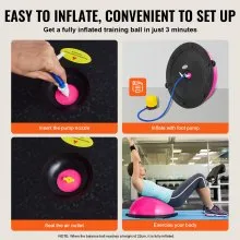 VEVOR 23" Half Exercise Ball Trainer Yoga Balance Stability Ball Resistance Band