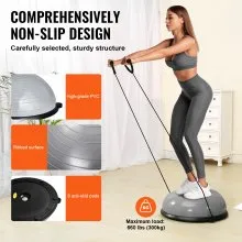 VEVOR 23" Half Exercise Ball Trainer Yoga Balance Stability Ball Resistance Band