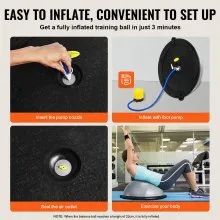VEVOR 23" Half Exercise Ball Trainer Yoga Balance Stability Ball Resistance Band