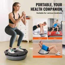 VEVOR 23" Half Exercise Ball Trainer Yoga Balance Stability Ball Resistance Band