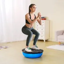 VEVOR Half Exercise Ball Trainer, 23 inch Balance Ball Trainer, 660lbs Capacity Stability Ball, Yoga Ball with Resistance Bands & Foot Pump, Strength Fitness Ball for Home Gym, Full Body Workout, Blue