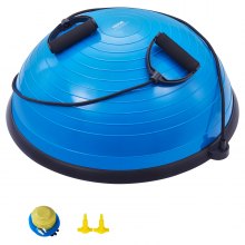 VEVOR Half Exercise Ball Trainer, 23 inch Balance Ball Trainer, 660lbs Capacity Stability Ball, Yoga Ball with Resistance Bands & Foot Pump, Strength Fitness Ball for Home Gym, Full Body Workout, Blue