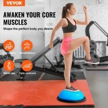 VEVOR 23" Half Exercise Ball Trainer Yoga Balance Stability Ball Resistance Band