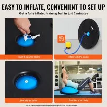 VEVOR 23" Half Exercise Ball Trainer Yoga Balance Stability Ball Resistance Band