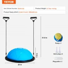 VEVOR 23" Half Exercise Ball Trainer Yoga Balance Stability Ball Resistance Band