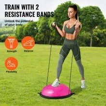VEVOR 26" Half Exercise Ball Trainer Yoga Balance Stability Ball Resistance Band