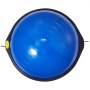 blue VEVOR balance ball trainer with black base, side handles, and yellow warning label.