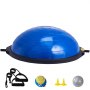 VEVOR balance ball trainer, blue, with accessories: resistance bands, pump, and additional plugs.