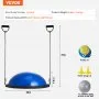 VEVOR Half Exercise Ball Trainer, 26 inch Balance Ball Trainer, 1500lbs Capacity Stability Ball, Yoga Ball with Resistance Bands & Foot Pump, Strength Fitness Ball for Home Gym Full Body Workout, Blue
