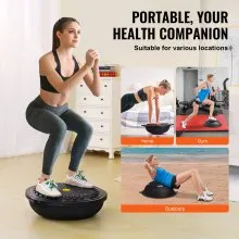 VEVOR 26" Half Exercise Ball Trainer Yoga Balance Stability Ball Resistance Band