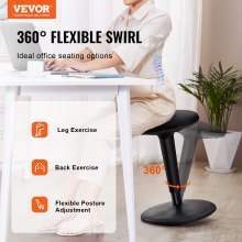 VEVOR Wobble Chair, Height-Adjustable (21.7-28.3") Active Chair, Flexible Seating Wobble Stool Made of Iron Improves Focus & Posture, Ideal for Schools, Office and Home, 8° Tilt Angle, Black