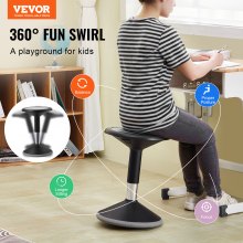 VEVOR Wobble Chair, Height-Adjustable (15.7-21.7") Active Chair, Flexible Seating Wobble Stool Made of PVC+ABS Improves Focus & Posture, Ideal for Schools, Office and Home, Age 12-18, Black