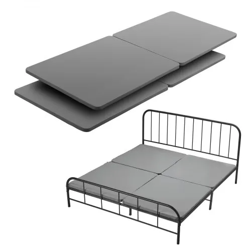 VEVOR King Size Bunkie Board, 1.5 in Bed Board Slats with 200D Oxford Cloth, Wooden Mattress Support for King Size Bed, Easy Assembly Support Under Mattress, 4 Piece, Gray