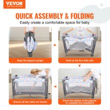 VEVOR Baby Bassinet, 12-Level Height Adjustable Easy to Fold Portable Baby Bassinet Bedside Sleeper with Storage Basket & Wheels, Baby Cradle Bedside Crib with Mosquito Net for Infant Newborn Girl Boy