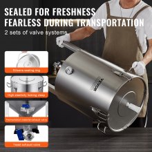 VEVOR 304 Stainless Steel Kettle, 16 GALLON Beer Brew Fermentor, Brew Bucket Fermentor for Brewing, Home Brewing Supplies with Base, Kettle Stock Pot Includes Lid, Handle, Valve, Spigot, Thermometer