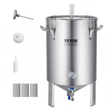 Fierbător din oțel inoxidabil VEVOR 304, fermentator de bere de 16 galoane, fermentator de găleată pentru preparare, consumabile de preparare acasă cu bază, oală pentru stoc include capac, mâner, supapă, robinet, termometru