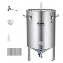 VEVOR 304 Stainless Steel Kettle, 16 GALLON Beer Brew Fermentor, Brew Bucket Fermentor for Brewing, Home Brewing Supplies with Base, Kettle Stock Pot Includes Lid, Handle, Valve, Spigot, Thermometer