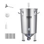 VEVOR 304 Stainless Steel Kettle, 30L Beer Brew Fermentor, Brew Bucket Fermentor for Brewing, Home Brewing Supplies with Base, Kettle Stock Pot Includes Lid, Handle, Valve, Spigot, Thermometer