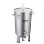 VEVOR 8 gallon beer brew kettle with thermometer and spout, stainless steel construction.