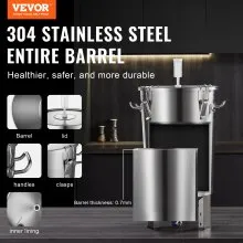 VEVOR 304 Stainless Steel Kettle, 8 GALLON Beer Brew Fermentor, Brew Bucket Fermentor for Brewing, Home Brewing Supplies with Base, Kettle Stock Pot Includes Lid, Handle, Valve, Spigot, Thermometer