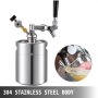 VEVOR 2L Beer Mini Keg Tap Pressurized Growler Stainless Steel Beer Dispenser