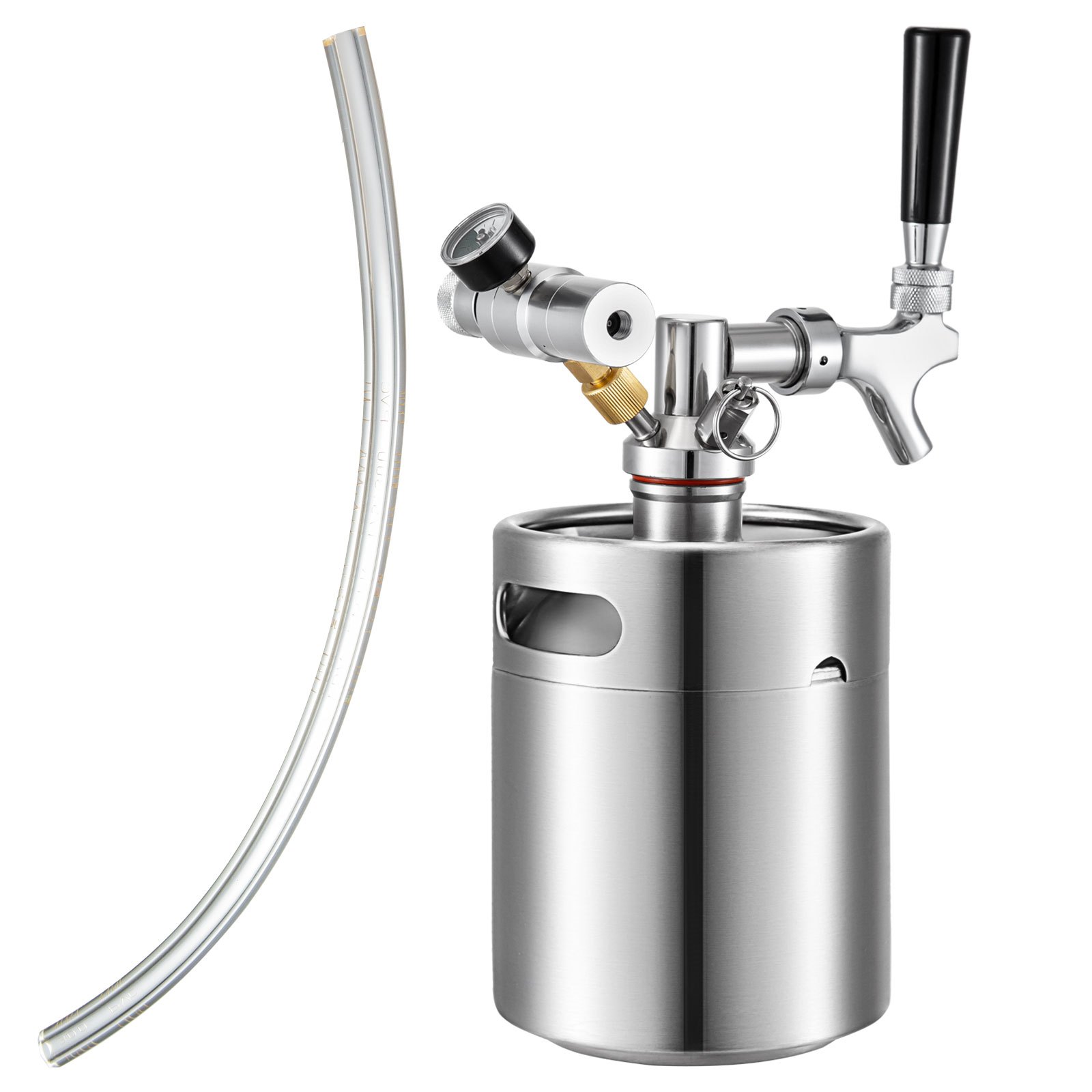 VEVOR 2L Beer Mini Keg Tap Pressurized Growler Stainless Steel Beer Dispenser