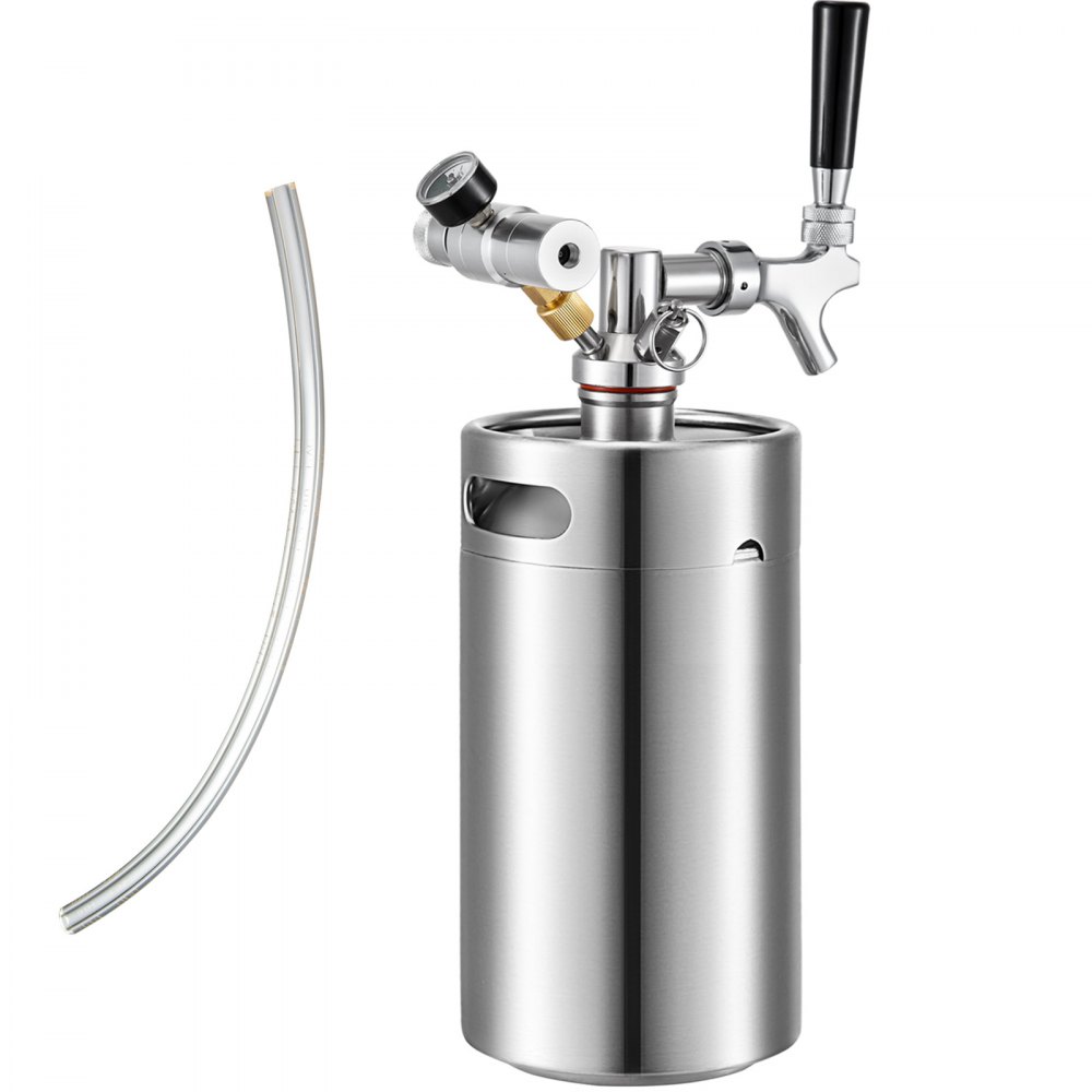 VEVOR 4L Mini Beer Keg Taps Pressurized Growler Brewing Beer Dispenser w/ Faucet