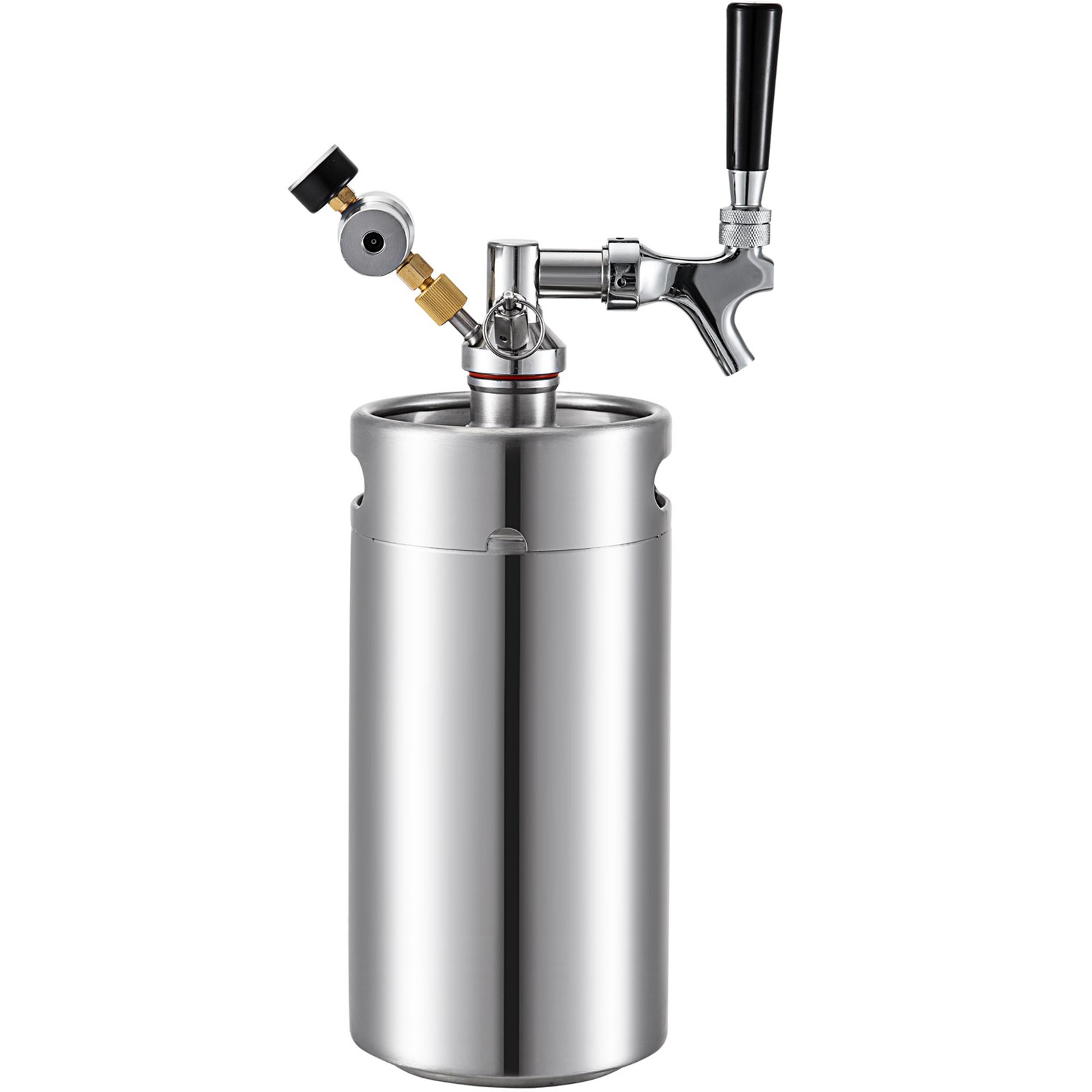 VEVOR 4L Mini Beer Keg Taps Pressurized Growler Brewing Beer Dispenser w/ Faucet