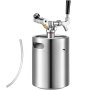 VEVOR Beer Mini Keg 169 Oz, Mini Keg Growler w/Tap Faucet, Pressurized Growler 304 Stainless Steel Pressurized Beer Growler with Co2 Pressure Regulator, Beer Dispenser Portable Carbonated Growler