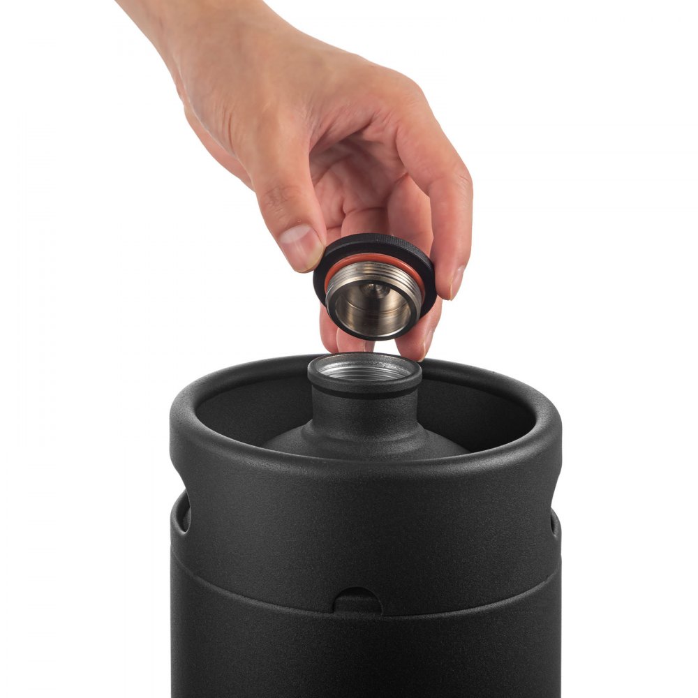 VEVOR Pressurized Growler Mini Beer Keg Draft Beer Growler Home 4L 135Oz  Black