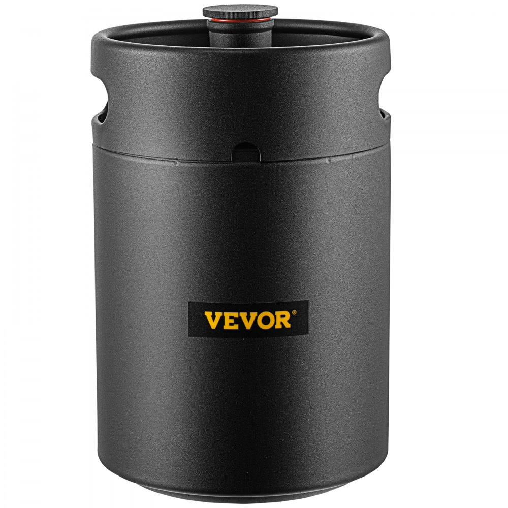 VEVOR Beer Growler Tap System, 170Oz Mini Keg, 5L Pressurized Beer Growler, 304 Stainless Steel Mini Keg Growler, Come with Dual Pressure Display CO2 Regulator Faucet 20\" Beer Hose Relief Ring, Black