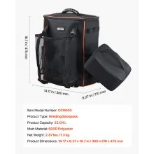 VEVOR 33L Welding Backpack 600D Polyester Welder Backpack for Tools and Helmet