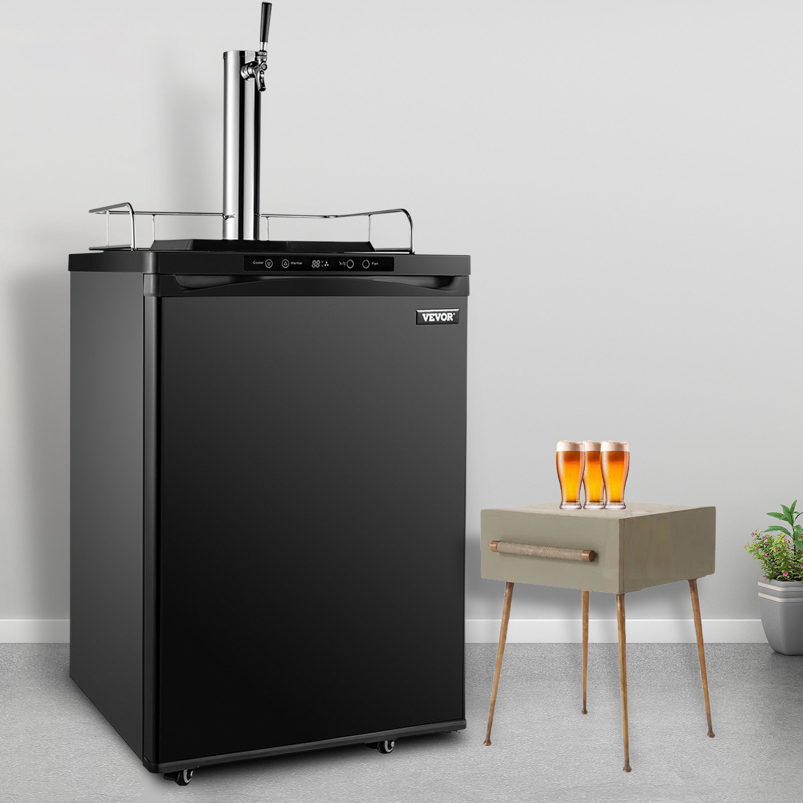 VEVOR Kegerators Beer Dispenser, Full Size Beer Kegerator Refrigerator, Single Tap Direct Draw Beer Dispenser w/LED Display, 23-83℉ Adjustable Dual Kegerator w/Complete Accessories, Black