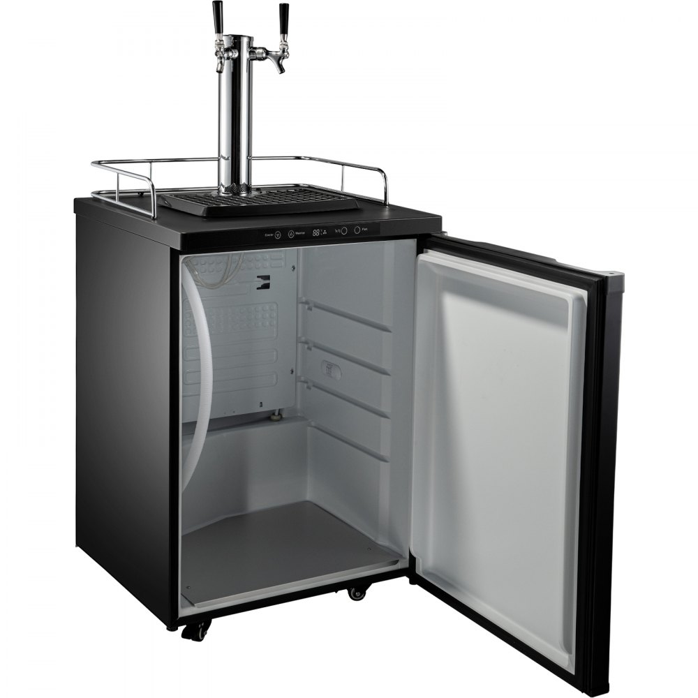 VEVOR Kegerators Beer Dispenser, Full Size Beer Kegerator Refrigerator, Double Taps Direct Draw Beer Dispenser w/LED Display, 23-83℉ Adjustable Dual Kegerator w/Complete Accessories, Black
