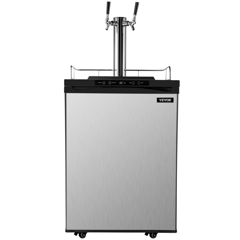 VEVOR Kegerators Beer Dispenser, Full Size Beer Kegerator Refrigerator, Double Taps Direct Draw Beer Dispenser w/LED Display, 23-83℉ Adjustable Dual Kegerator w/Complete Accessories, Stainless Steel