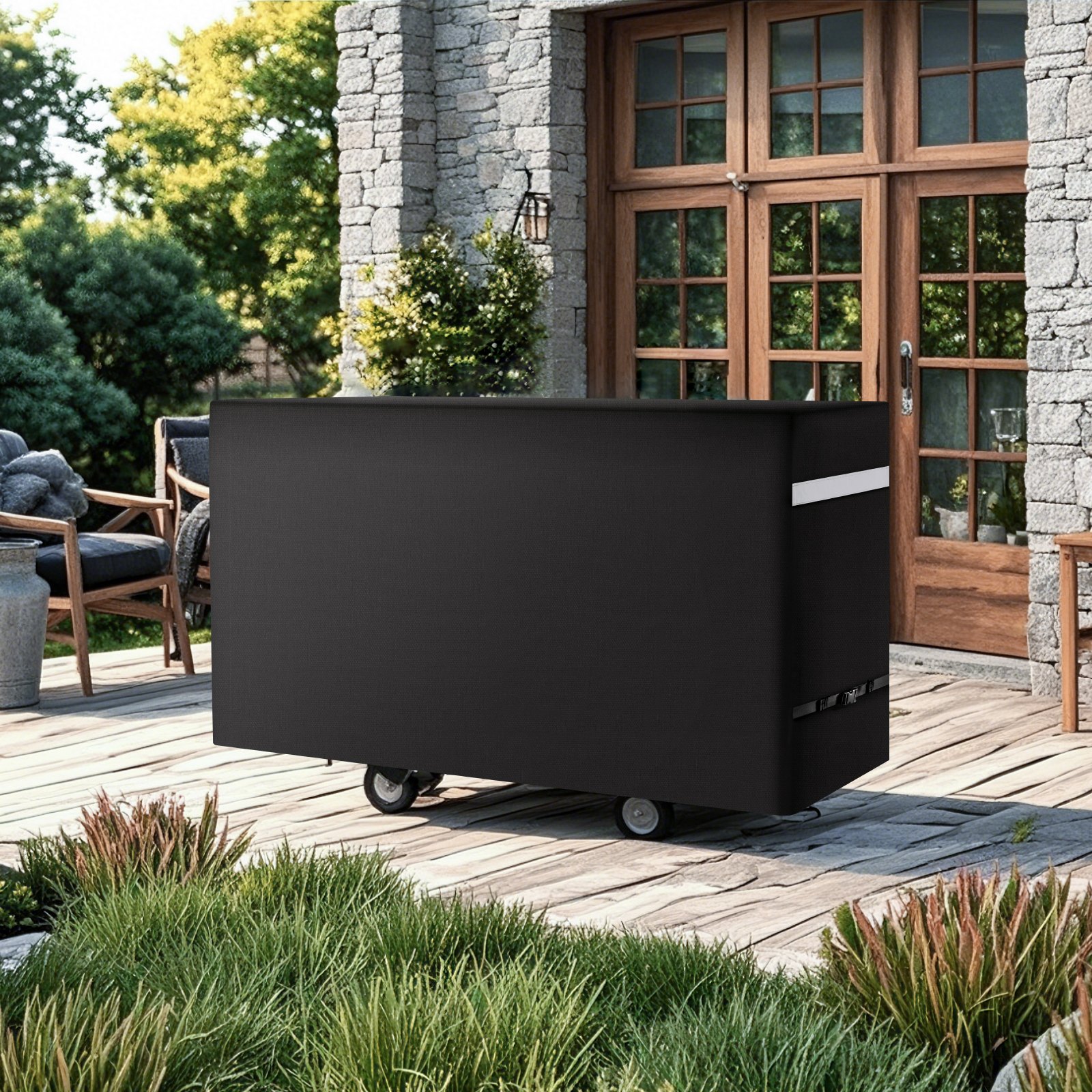 VEVOR Grill Cover, 66 inch BBQ Covers for Outdoor Grills, Waterproof, Fade Resistant, Weather Resistant Heavy Duty 600D Polyester, Easy On/Off, with Secure Buckles, Black