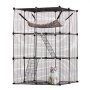 VEVOR Large 3-tier Cat Cage 28 x 28 x 41" Metal Wire Playpen Catio with Hammock