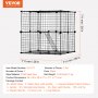 VEVOR Large 2-tier Cat Cage 28 x 28 x 28" Metal Wire Playpen Catio with Ladder