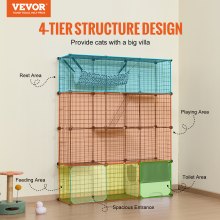 VEVOR Large 4-tier Cat Cage 41 x 14 x 55" Metal Wire Cat Enclosure with Hammock